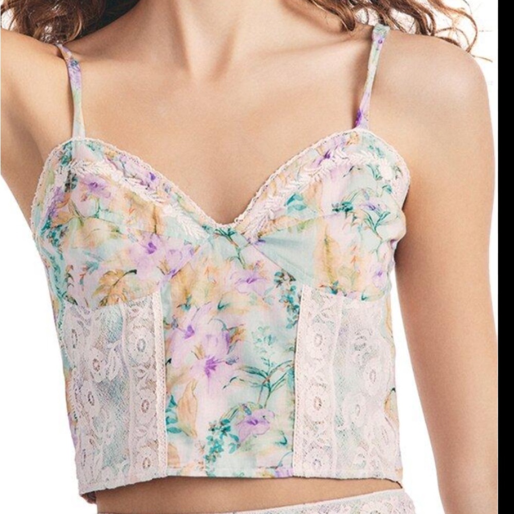 Loveshackfancy Nara Crop Top whimsical sage size 2
